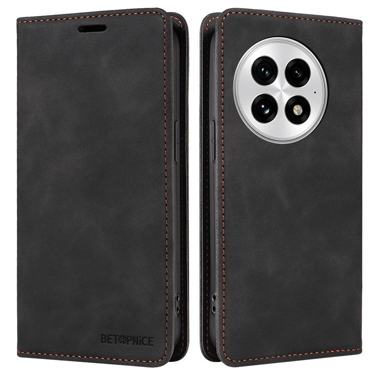 BETOPNICE 003 For OnePlus 13 Wallet Case Leather Phone Cover with Stand - Black