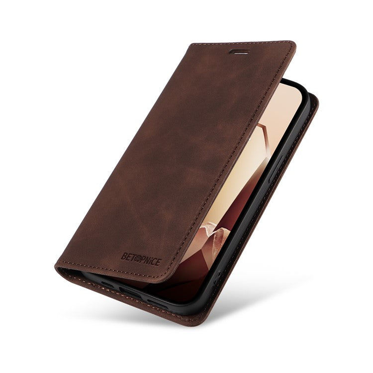 BETOPNICE 003 For OnePlus 13 Wallet Case Leather Phone Cover with Stand - Brown