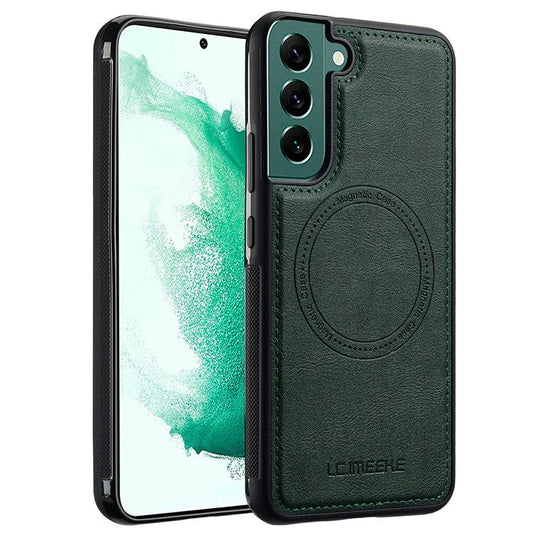 LC.IMEEKE For Samsung Galaxy S22+ 5G Magnetic Case Compatible with MagSafe Leather TPU Back Cover - Green