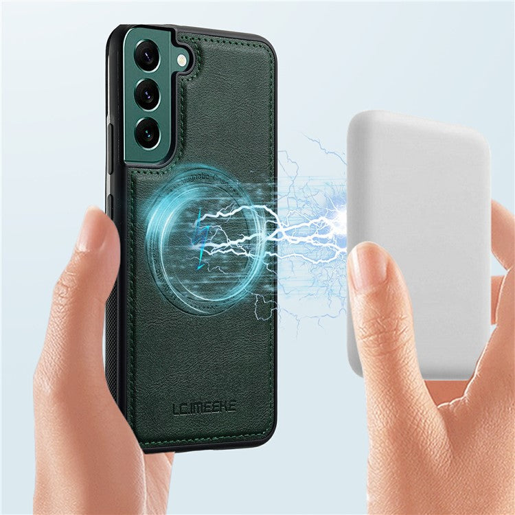 LC.IMEEKE For Samsung Galaxy S22+ 5G Magnetic Case Compatible with MagSafe Leather TPU Back Cover - Green