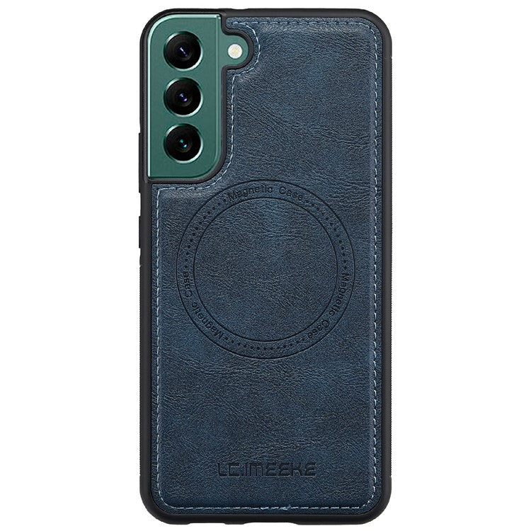 LC.IMEEKE L3 For Samsung Galaxy S22+ 5G Magnetic Case Detachable Card Holder Leather TPU Mobile Cover - Blue