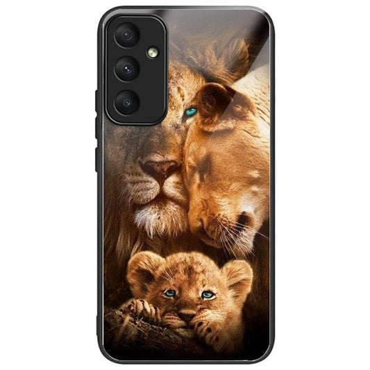 For Samsung Galaxy S25+ Case Pattern Printing Tempered Glass TPU Drop-Proof Phone Cover - Lion Family