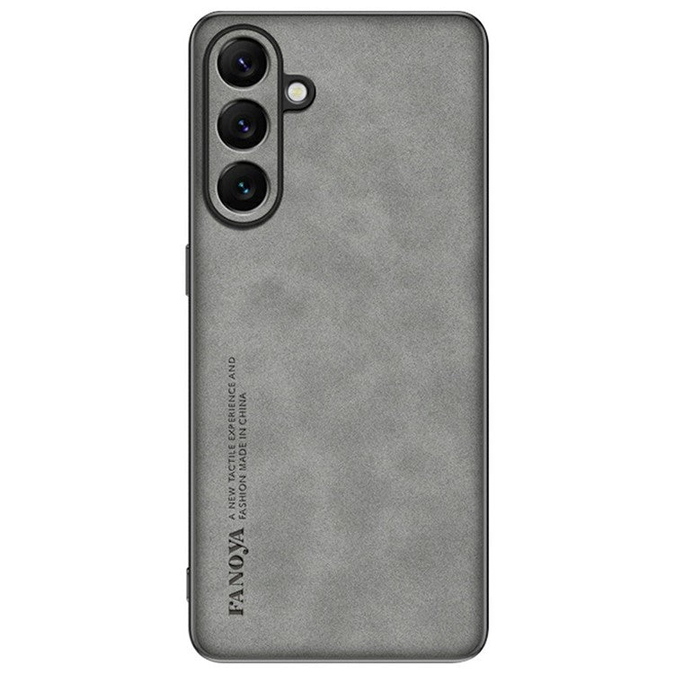 For Samsung Galaxy S25 Case Suede Leather Texture TPU + PU Phone Back Cover - Grey