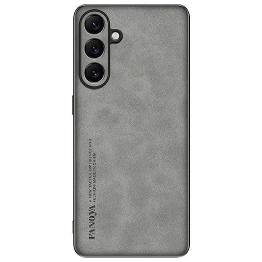 For Samsung Galaxy S25 Case Suede Leather Texture TPU + PU Phone Back Cover - Grey