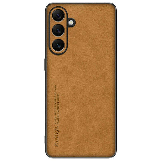 For Samsung Galaxy A26 5G Case Suede Leather Texture TPU + PU Phone Back Cover - Brown