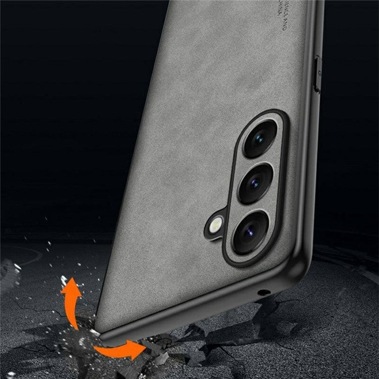 For Samsung Galaxy A26 5G Case Suede Leather Texture TPU + PU Phone Back Cover - Brown