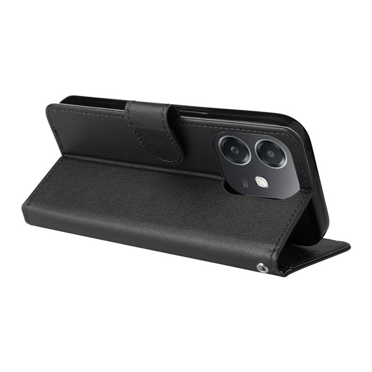 Wallet Phone Case for Oppo A3 4G / 5G / A3x 4G / 5G (India) / A60 5G / A40 4G PU Leather Cover - Black