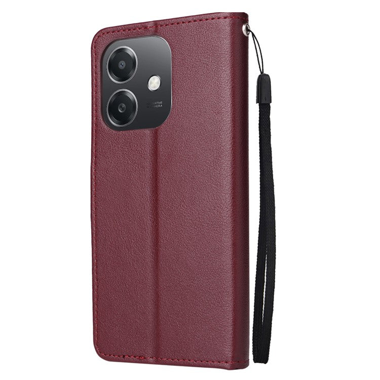 Wallet Phone Case for Oppo A3 4G / 5G / A3x 4G / 5G (India) / A60 5G / A40 4G PU Leather Cover - Wine Red