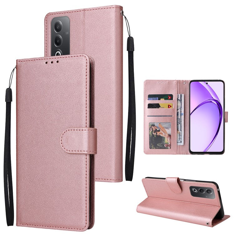 Wallet Phone Case for Oppo A80 5G / A3 Pro (India) 5G / A3 Pro (Global) 5G / K12x 5G (India) / A3x 5G (China) PU Leather Phone Cover - Rose Gold