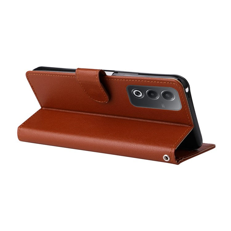 Wallet Phone Case for Oppo A80 5G / A3 Pro (India) 5G / A3 Pro (Global) 5G / K12x 5G (India) / A3x 5G (China) PU Leather Phone Cover - Brown