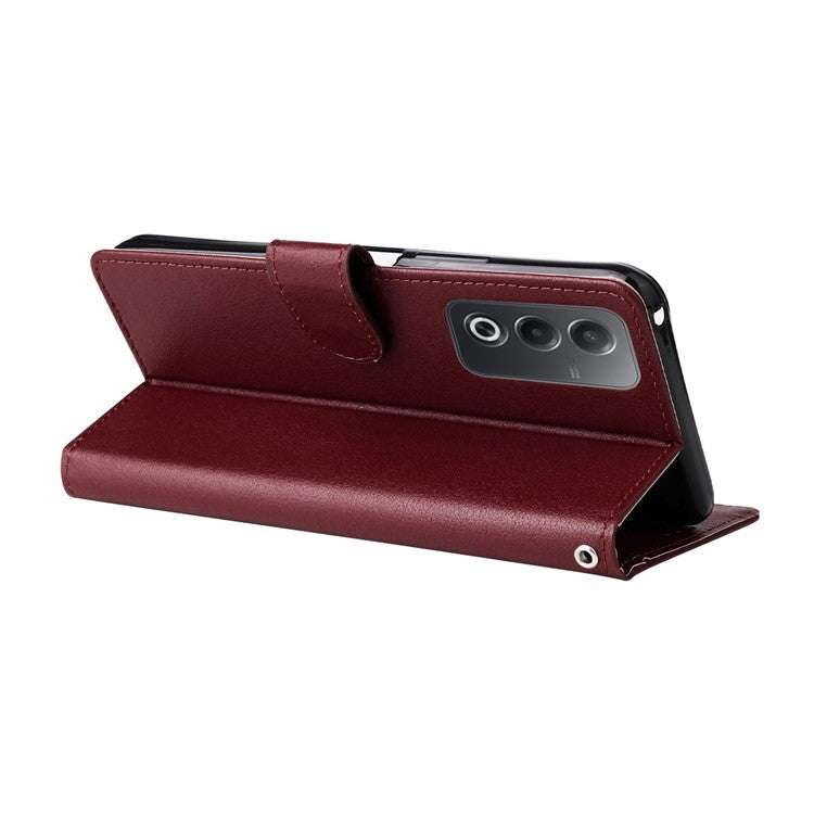 Wallet Phone Case for Oppo A80 5G / A3 Pro (India) 5G / A3 Pro (Global) 5G / K12x 5G (India) / A3x 5G (China) PU Leather Phone Cover - Wine Red