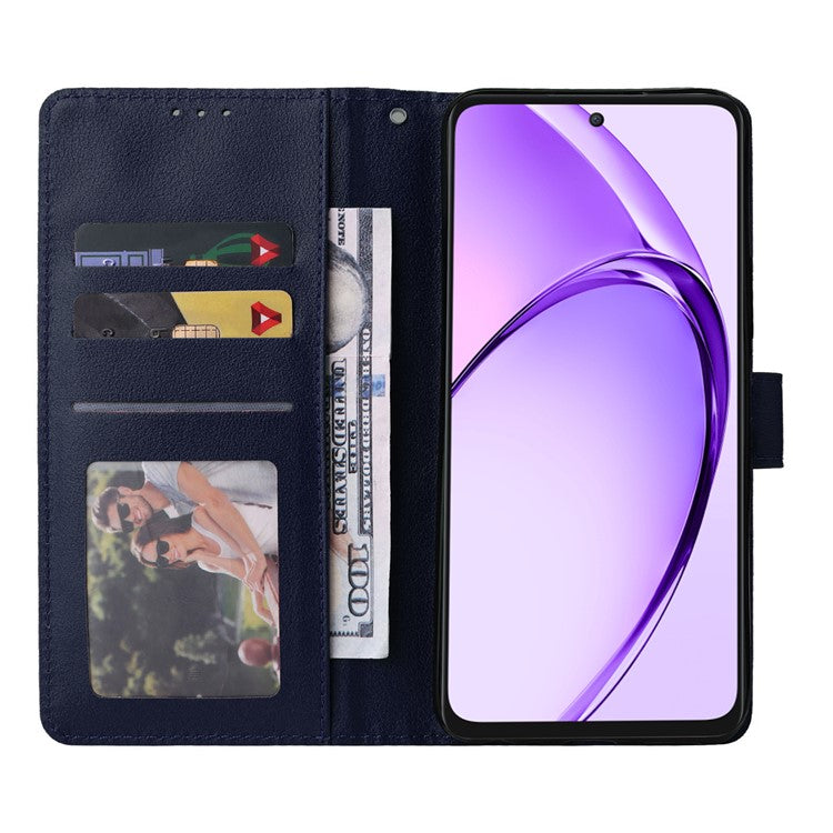 Wallet Phone Case for Oppo A80 5G / A3 Pro (India) 5G / A3 Pro (Global) 5G / K12x 5G (India) / A3x 5G (China) PU Leather Phone Cover - Blue