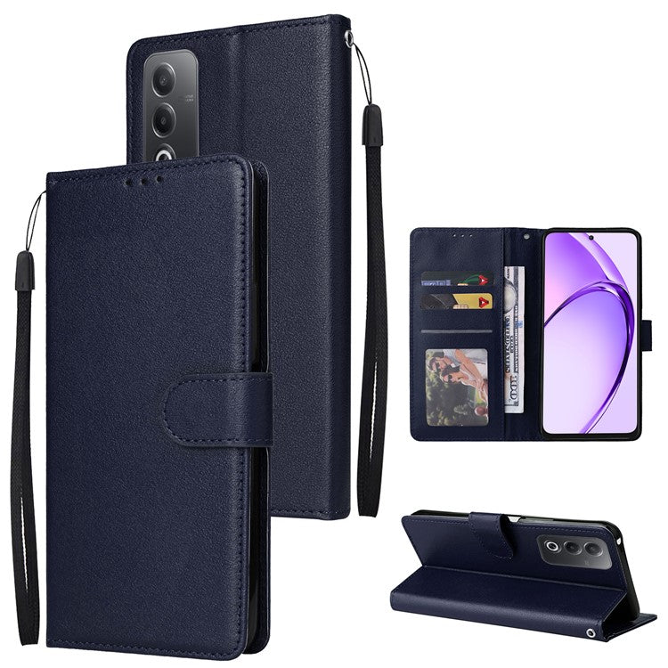 Wallet Phone Case for Oppo A80 5G / A3 Pro (India) 5G / A3 Pro (Global) 5G / K12x 5G (India) / A3x 5G (China) PU Leather Phone Cover - Blue