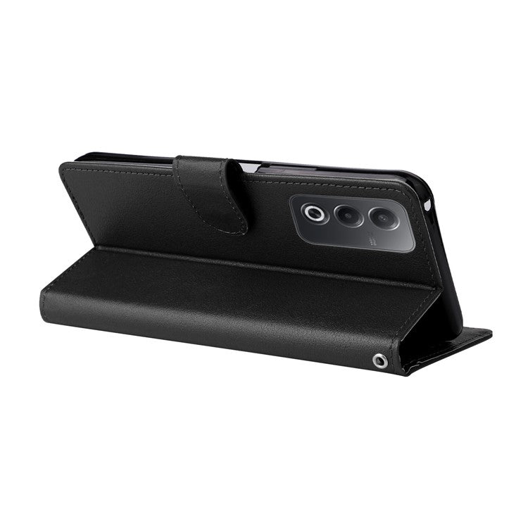 Wallet Phone Case for Oppo A80 5G / A3 Pro (India) 5G / A3 Pro (Global) 5G / K12x 5G (India) / A3x 5G (China) PU Leather Phone Cover - Black