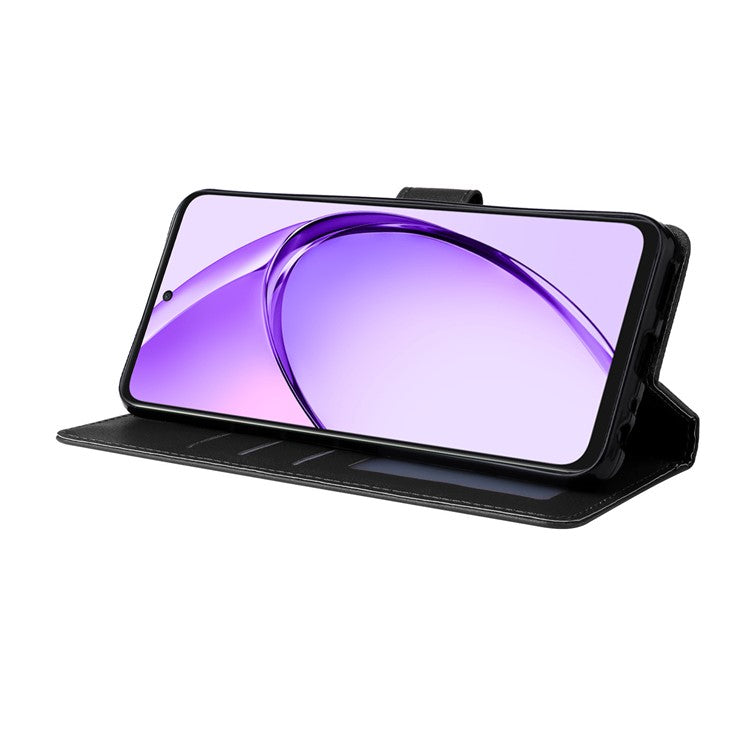 Wallet Phone Case for Oppo A80 5G / A3 Pro (India) 5G / A3 Pro (Global) 5G / K12x 5G (India) / A3x 5G (China) PU Leather Phone Cover - Black