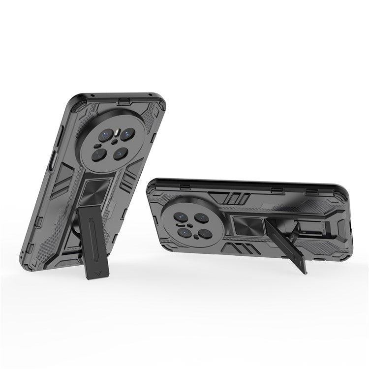For Huawei Mate 70 Case PC + TPU Shockproof Phone Cover with Kickstand - Black - Black