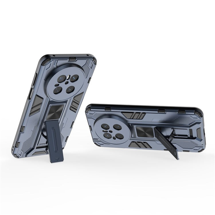 For Huawei Mate 70 Case PC + TPU Shockproof Phone Cover with Kickstand - Black - Blue