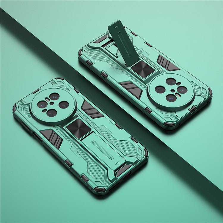 For Huawei Mate 70 Case PC + TPU Shockproof Phone Cover with Kickstand - Black - Green