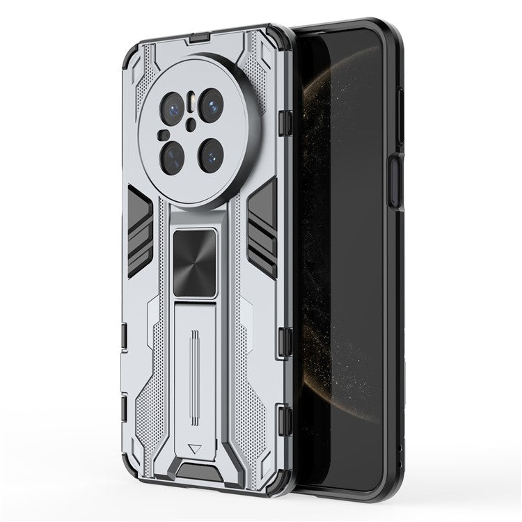 For Huawei Mate 70 Case PC + TPU Shockproof Phone Cover with Kickstand - Black - Grey