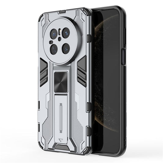 For Huawei Mate 70 Case PC + TPU Shockproof Phone Cover with Kickstand - Black - Grey