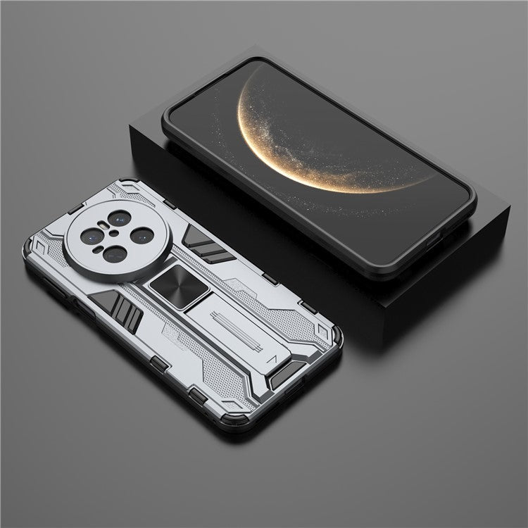 For Huawei Mate 70 Case PC + TPU Shockproof Phone Cover with Kickstand - Black - Grey