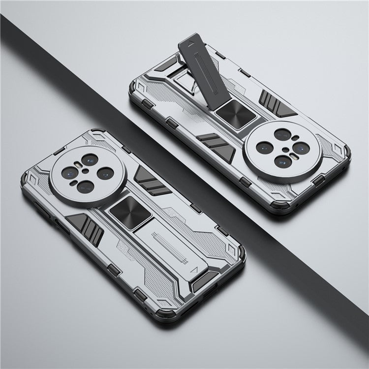 For Huawei Mate 70 Case PC + TPU Shockproof Phone Cover with Kickstand - Black - Grey