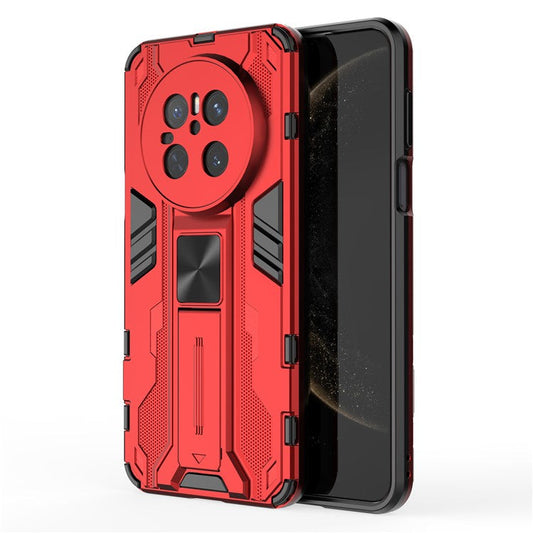 For Huawei Mate 70 Case PC + TPU Shockproof Phone Cover with Kickstand - Black - Red