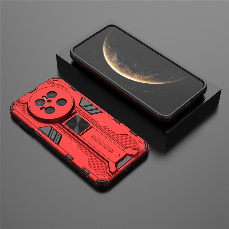 For Huawei Mate 70 Case PC + TPU Shockproof Phone Cover with Kickstand - Black - Red