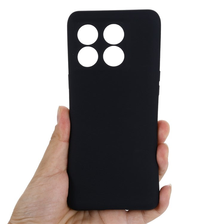For OnePlus 10T 5G / Ace Pro 5G Liquid Silicone Shockproof Protective Phone Case Soft Fiber Lining Anti-Scratch Cover with Strap - Black