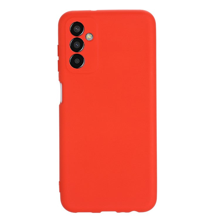 For Samsung Galaxy M13 4G Mobile Phone Case Liquid Silicone Anti-scratch Cell Phone Shell Cover with Strap - Red
