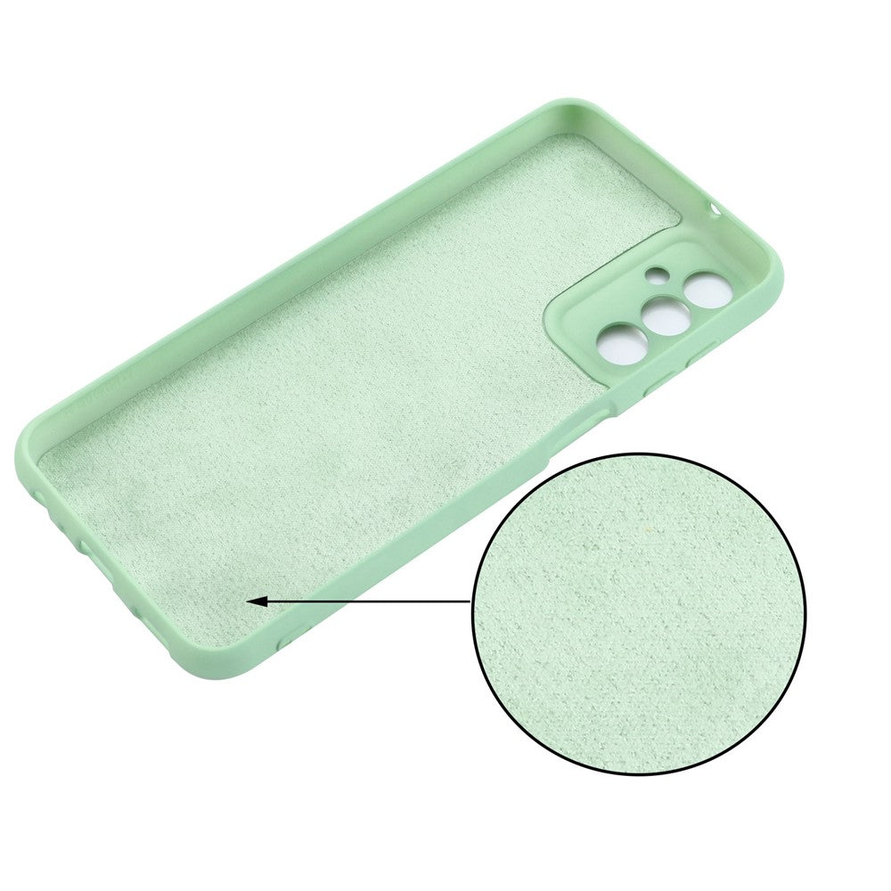 For Samsung Galaxy M13 4G Mobile Phone Case Liquid Silicone Anti-scratch Cell Phone Shell Cover with Strap - Green