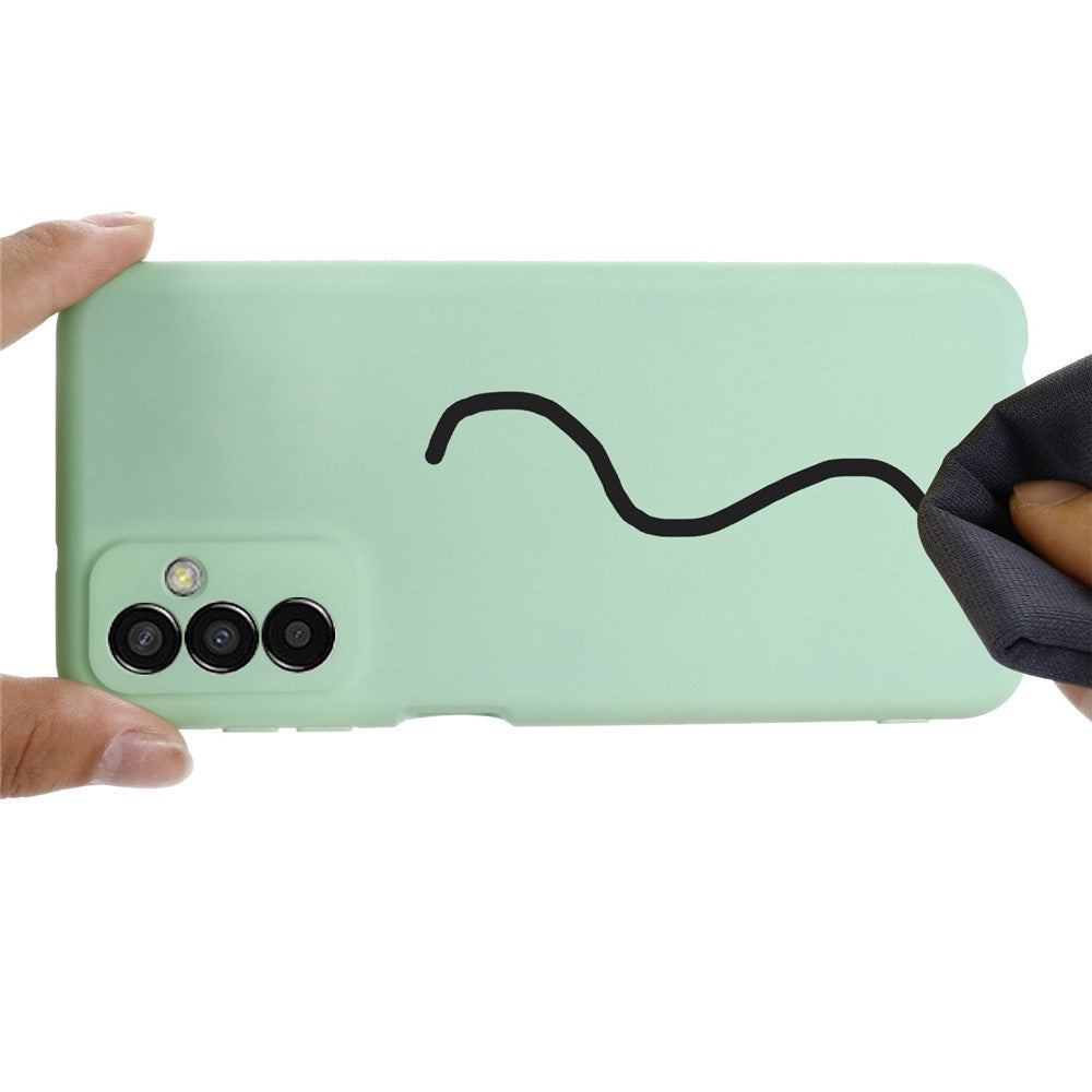 For Samsung Galaxy M13 4G Mobile Phone Case Liquid Silicone Anti-scratch Cell Phone Shell Cover with Strap - Green