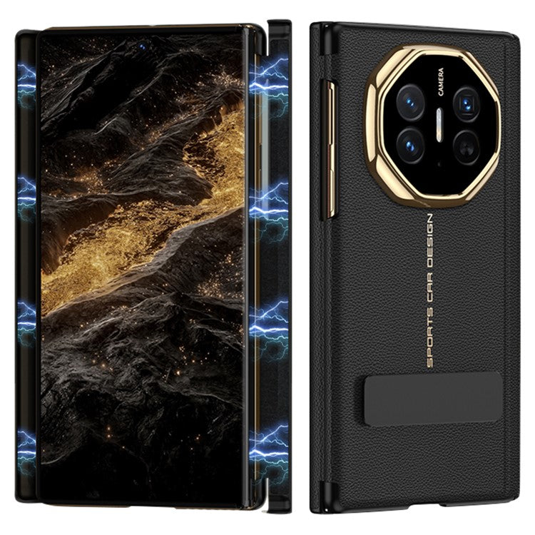 GKK For Huawei Mate XT Ultimate Case Magnetic Folding Full Protection PC PU Leather Slim Phone Cover - Black