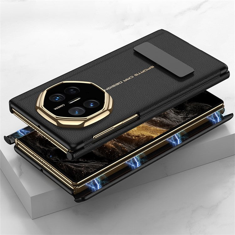GKK For Huawei Mate XT Ultimate Case Magnetic Folding Full Protection PC PU Leather Slim Phone Cover - Black
