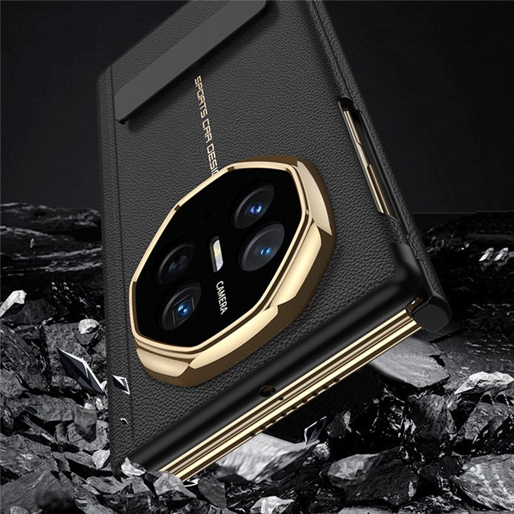 GKK For Huawei Mate XT Ultimate Case Magnetic Folding Full Protection PC PU Leather Slim Phone Cover - Black