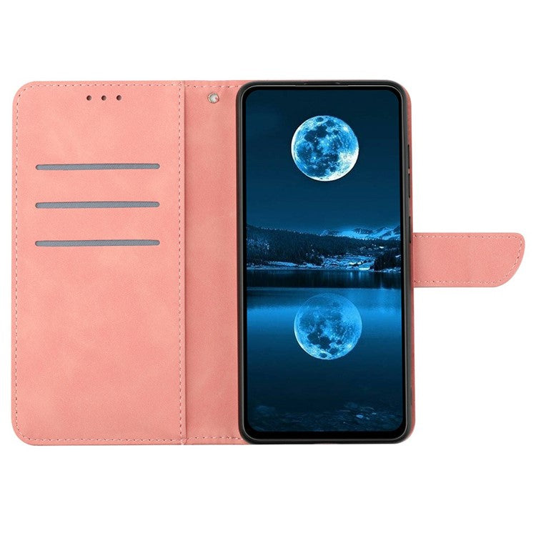 For Motorola Moto G Play (2025) 4G / G Power (2025) Case Skin-Touch Lines PU Leather Flip Phone Cover - Pink