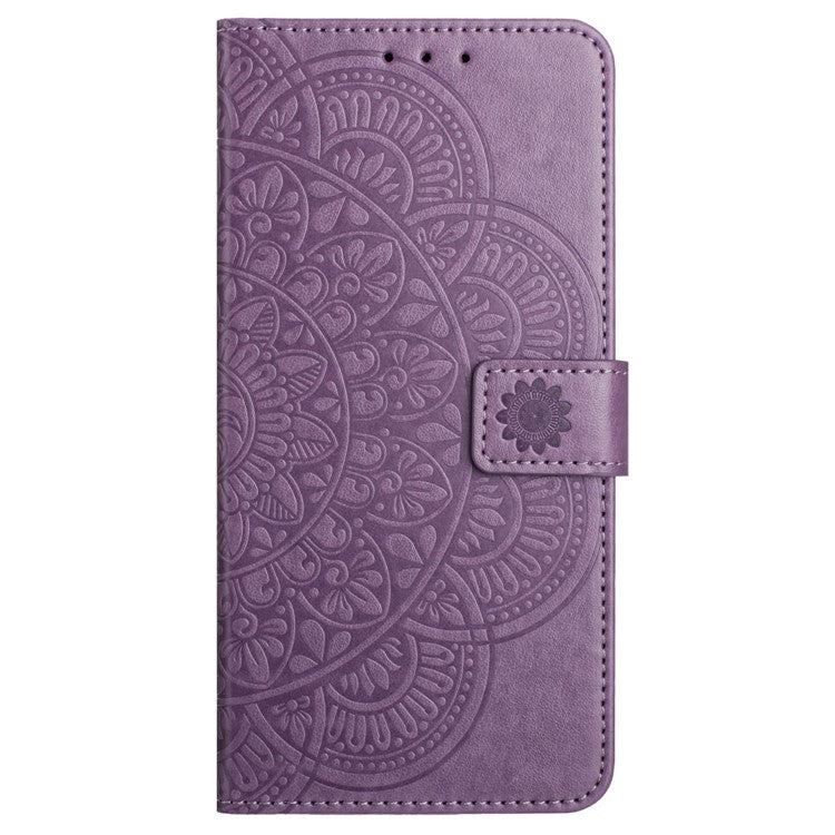 For Motorola Moto G75 5G Leather Case with Card Slots Mandala Pattern Phone Cover Stand - Purple
