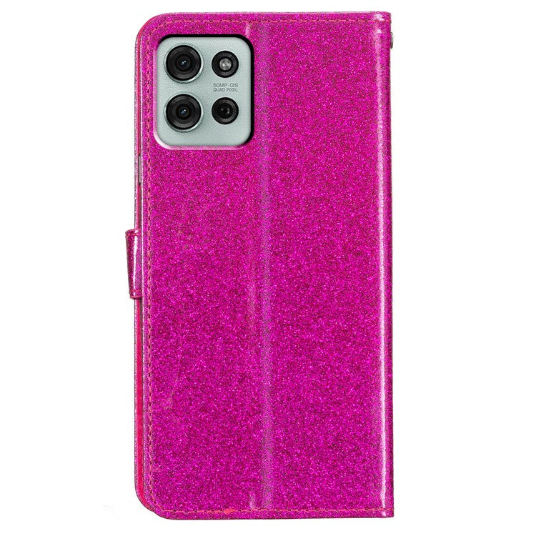 For Motorola Moto G75 5G Wallet Case Glitter Anti-Scratch Leather Phone Cover Stand - Rose