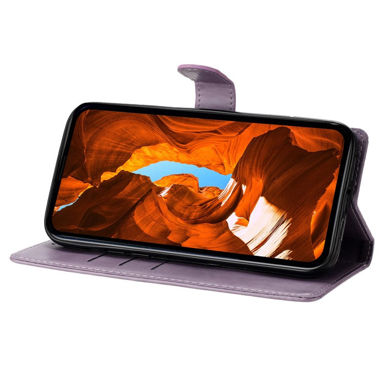 For Motorola Moto G75 5G Wallet Phone Case Butterfly Floral Imprint Leather Flip Cover - Purple