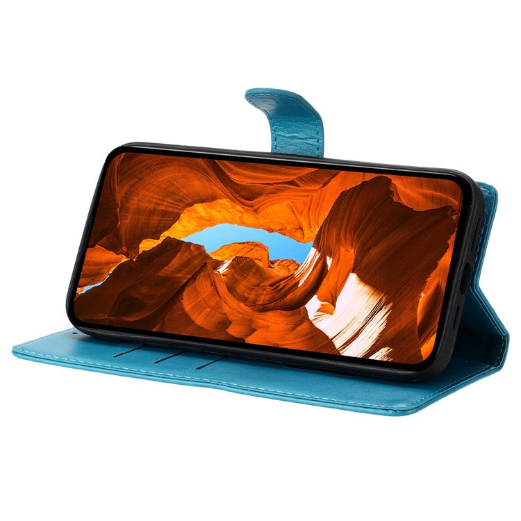 For Motorola Moto G75 5G Wallet Phone Case Butterfly Floral Imprint Leather Flip Cover - Blue