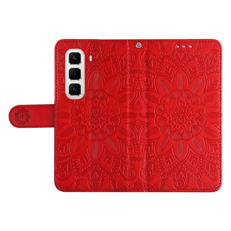 For Infinix Hot 50 Pro+ 4G Case Sunflower Imprint Leather Wallet Phone Cover - Red
