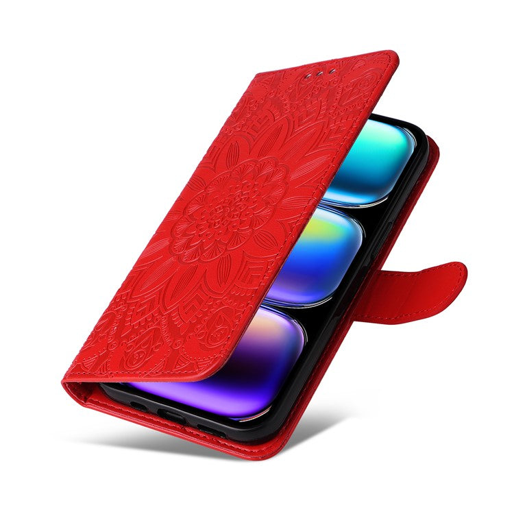 For Infinix Hot 50 Pro+ 4G Case Sunflower Imprint Leather Wallet Phone Cover - Red