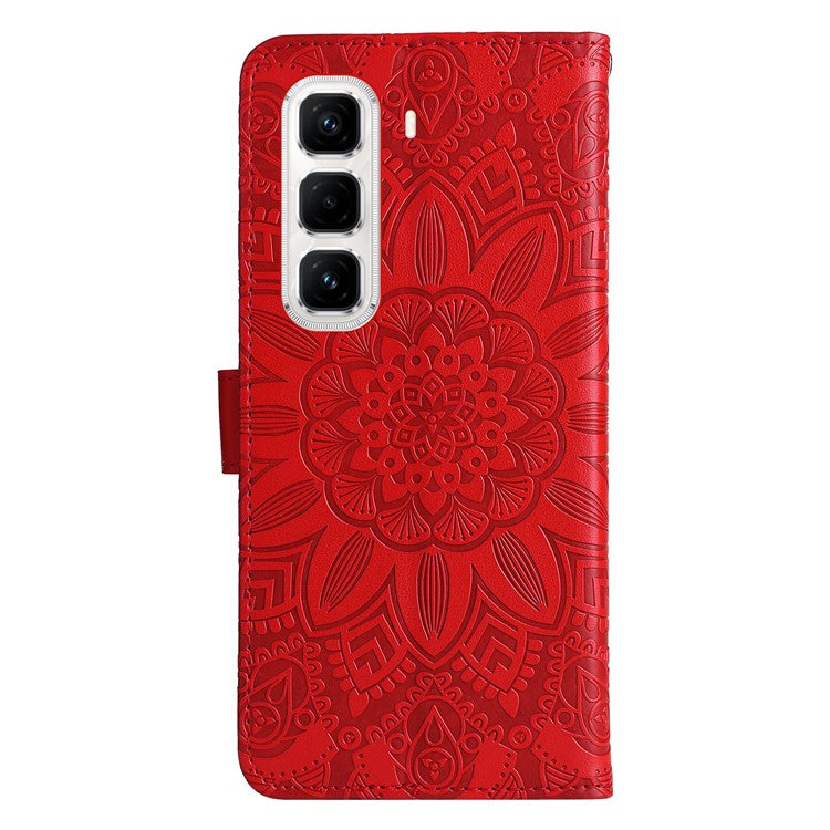 For Infinix Hot 50 Pro+ 4G Case Sunflower Imprint Leather Wallet Phone Cover - Red