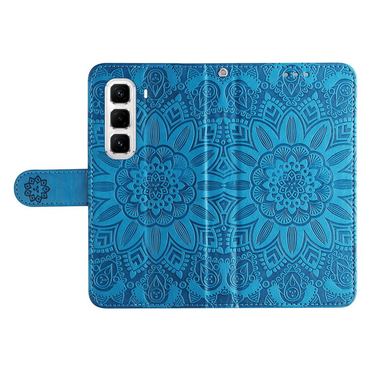 For Infinix Hot 50 Pro+ 4G Case Sunflower Imprint Leather Wallet Phone Cover - Blue