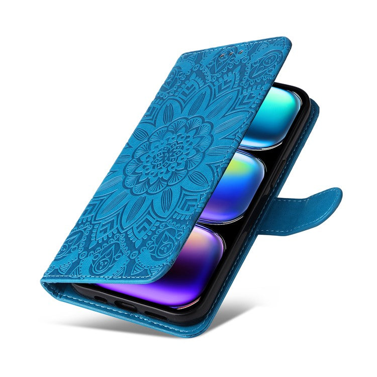 For Infinix Hot 50 Pro+ 4G Case Sunflower Imprint Leather Wallet Phone Cover - Blue