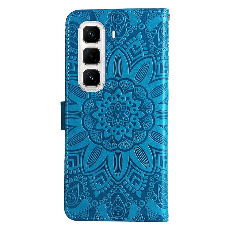 For Infinix Hot 50 Pro+ 4G Case Sunflower Imprint Leather Wallet Phone Cover - Blue