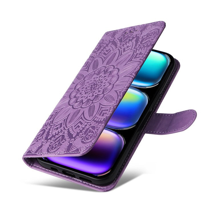 For Infinix Hot 50 Pro+ 4G Case Sunflower Imprint Leather Wallet Phone Cover - Purple