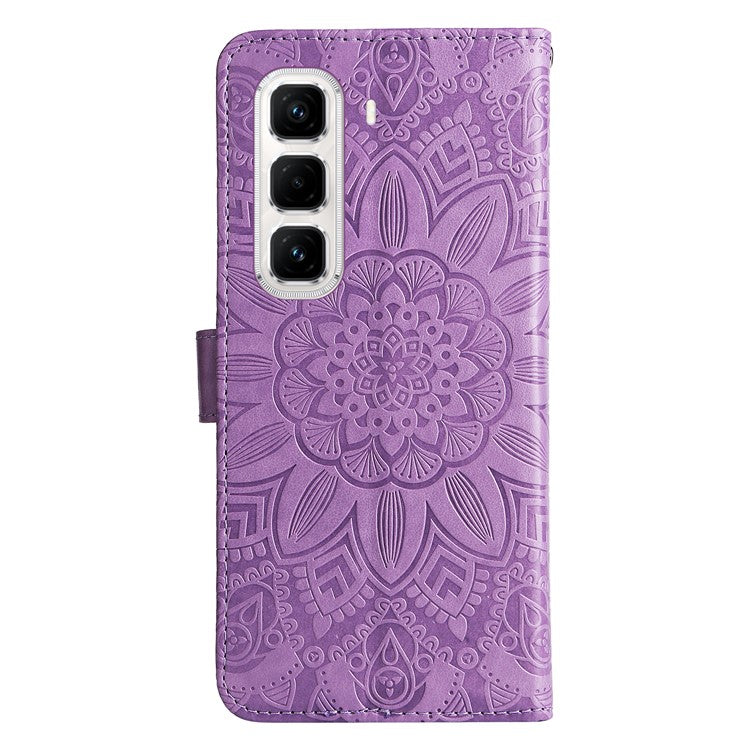 For Infinix Hot 50 Pro+ 4G Case Sunflower Imprint Leather Wallet Phone Cover - Purple