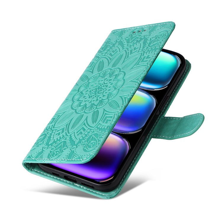 For Infinix Hot 50 Pro+ 4G Case Sunflower Imprint Leather Wallet Phone Cover - Green