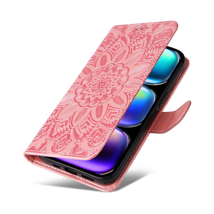 For Infinix Hot 50 Pro+ 4G Case Sunflower Imprint Leather Wallet Phone Cover - Pink